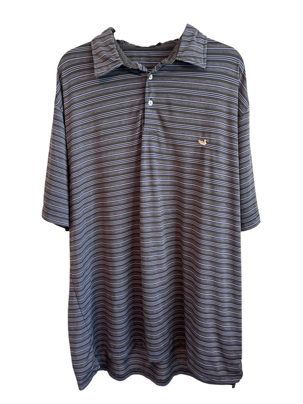 Southern Marsh Striped Polo Shirt 2X Gray Blue Performance Golf Coastal